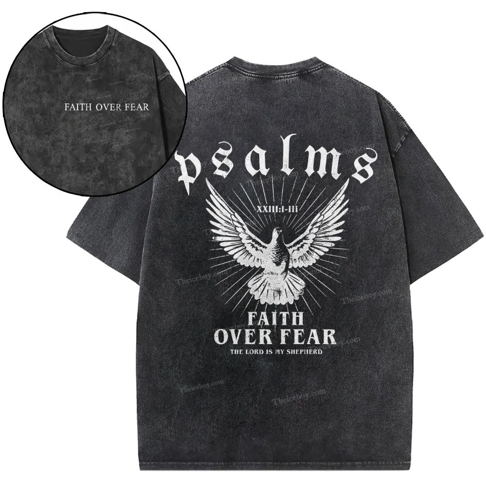 Faith Over Fear Christian Snowflake Vintage Washed T-Shirt