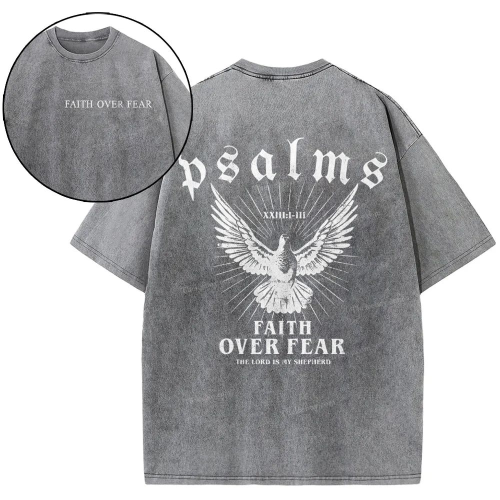 Faith Over Fear Christian Snowflake Vintage Washed T-Shirt