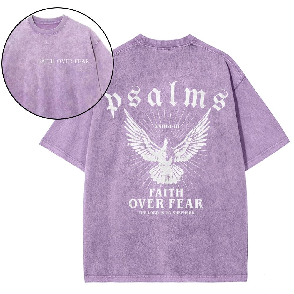 Faith Over Fear Christian Snowflake Vintage Washed T-Shirt