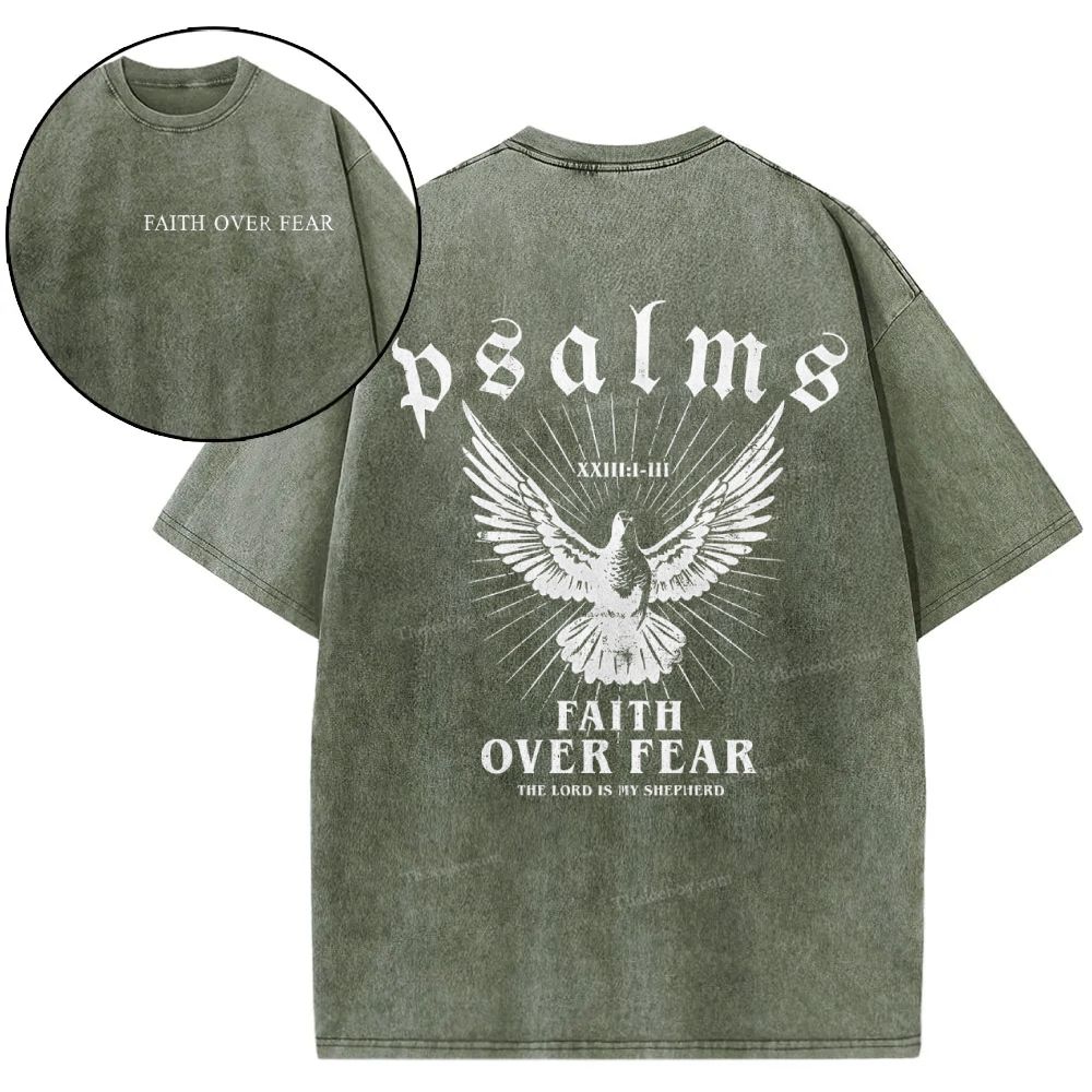 Faith Over Fear Christian Snowflake Vintage Washed T-Shirt