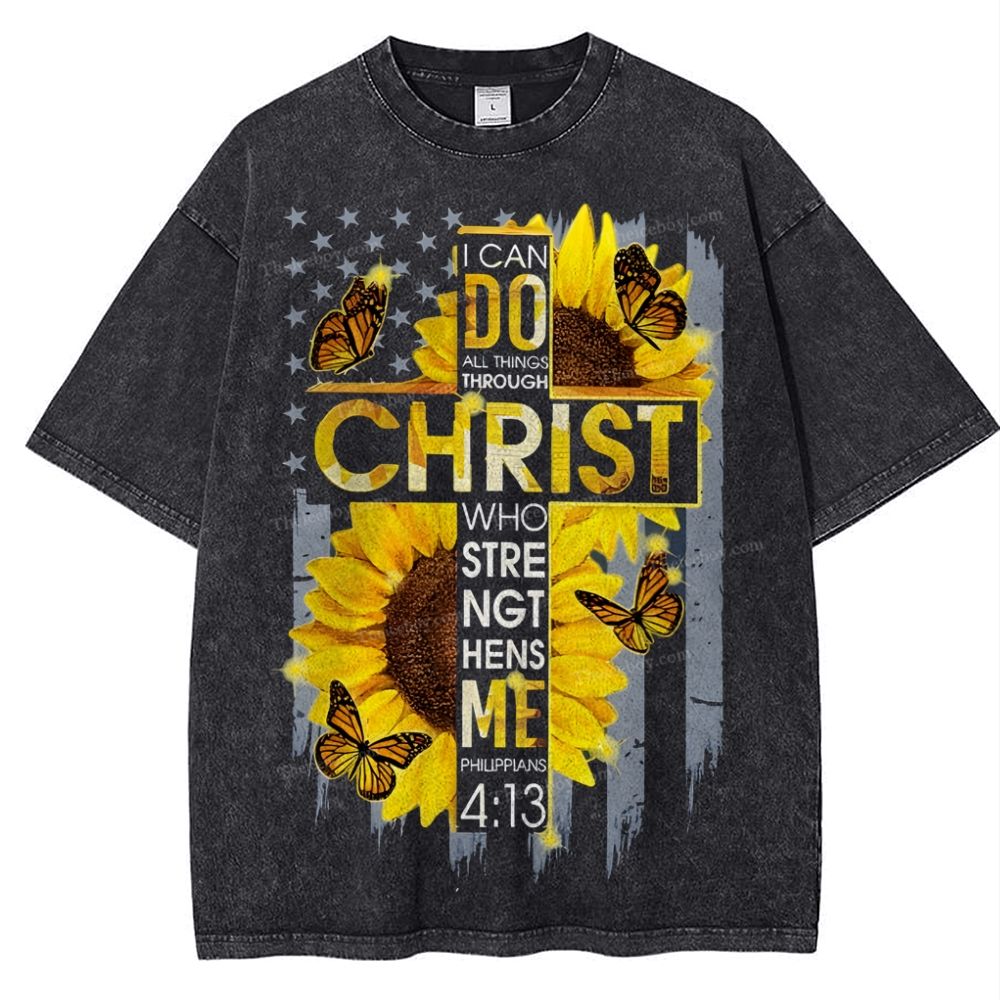 I Can Do Anything Through Christ Snowflake Vintage Washed T-Shirt