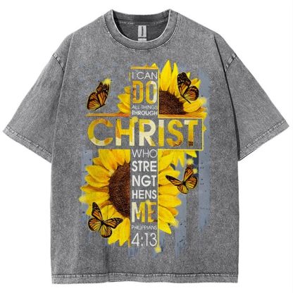 I Can Do Anything Through Christ Snowflake Vintage Washed T-Shirt