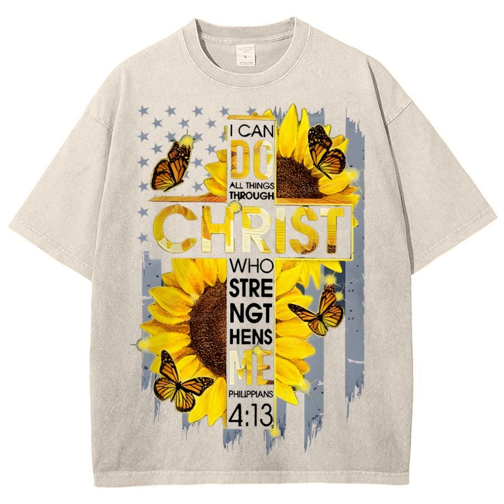 I Can Do Anything Through Christ Snowflake Vintage Washed T-Shirt