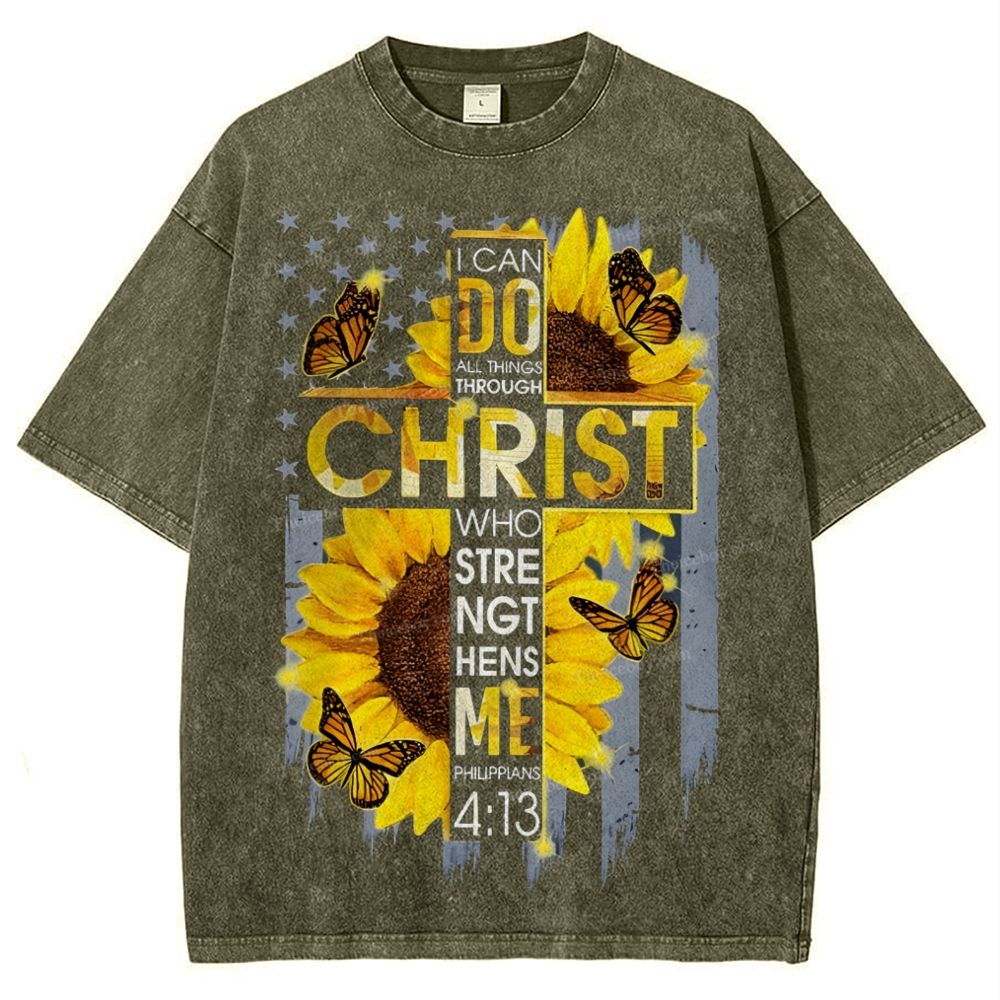 I Can Do Anything Through Christ Snowflake Vintage Washed T-Shirt