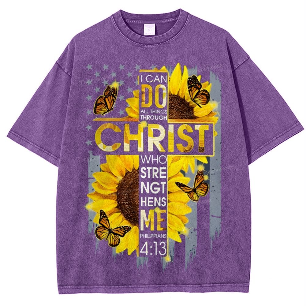 I Can Do Anything Through Christ Snowflake Vintage Washed T-Shirt