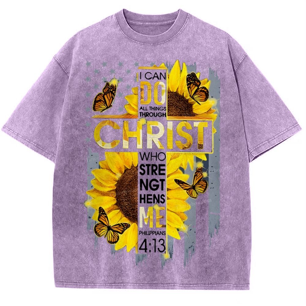 I Can Do Anything Through Christ Snowflake Vintage Washed T-Shirt