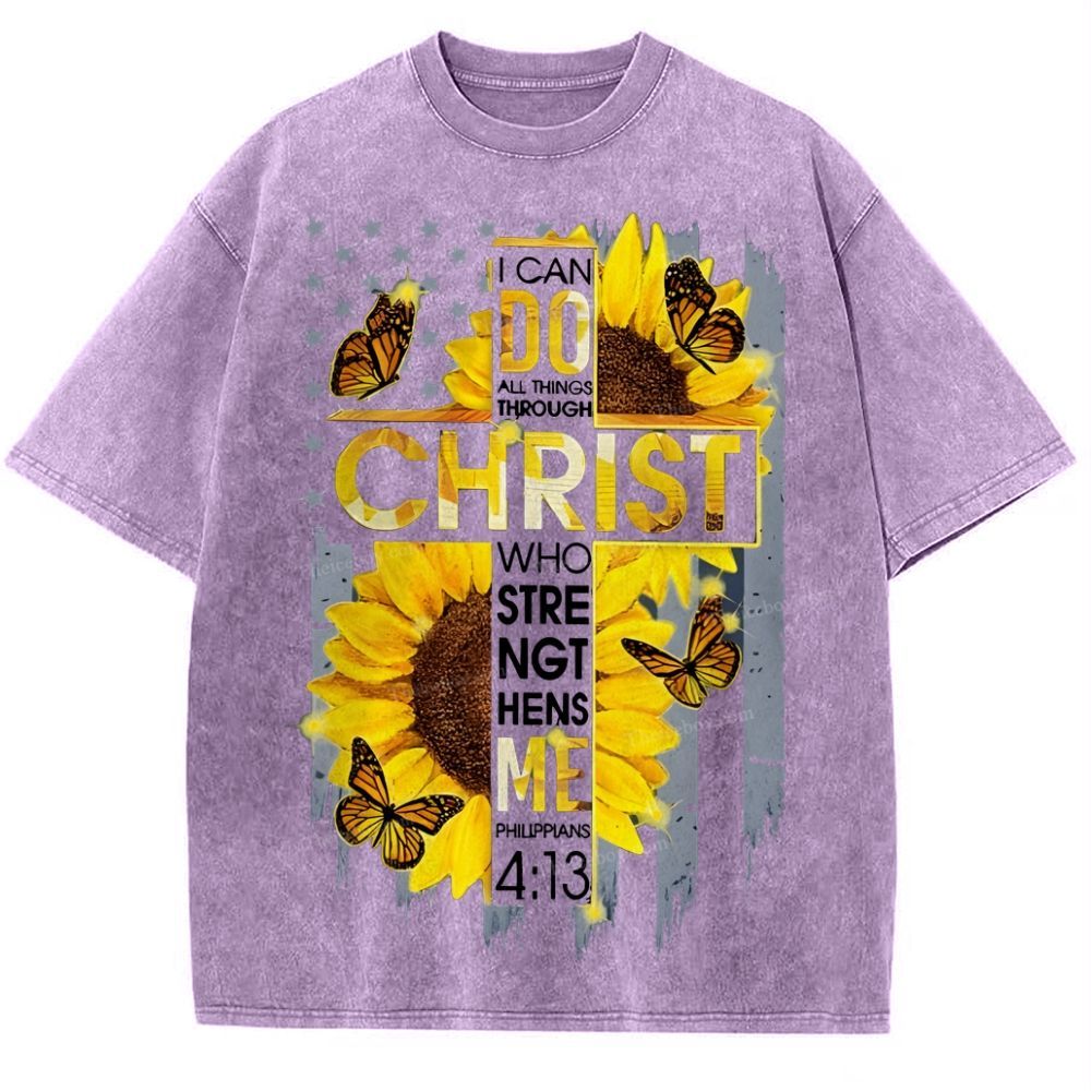I Can Do Anything Through Christ Snowflake Vintage Washed T-Shirt