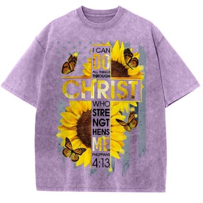I Can Do Anything Through Christ Snowflake Vintage Washed T-Shirt