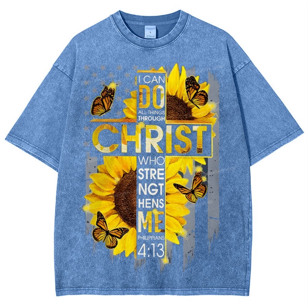 I Can Do Anything Through Christ Snowflake Vintage Washed T-Shirt