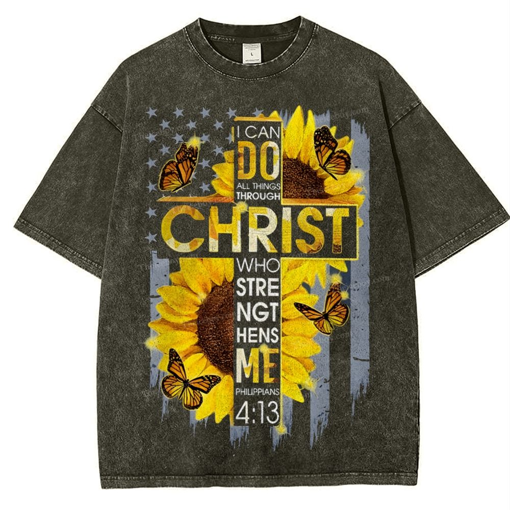 I Can Do Anything Through Christ Snowflake Vintage Washed T-Shirt