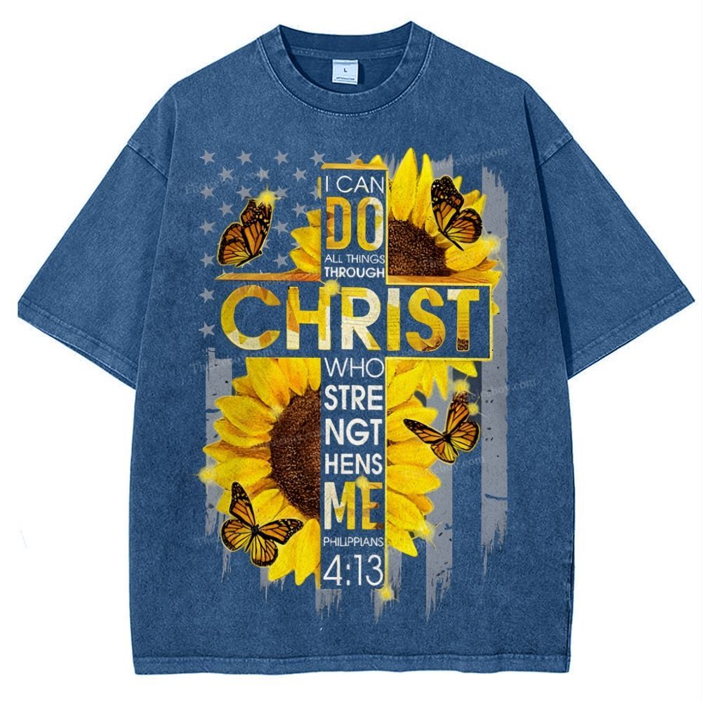I Can Do Anything Through Christ Snowflake Vintage Washed T-Shirt