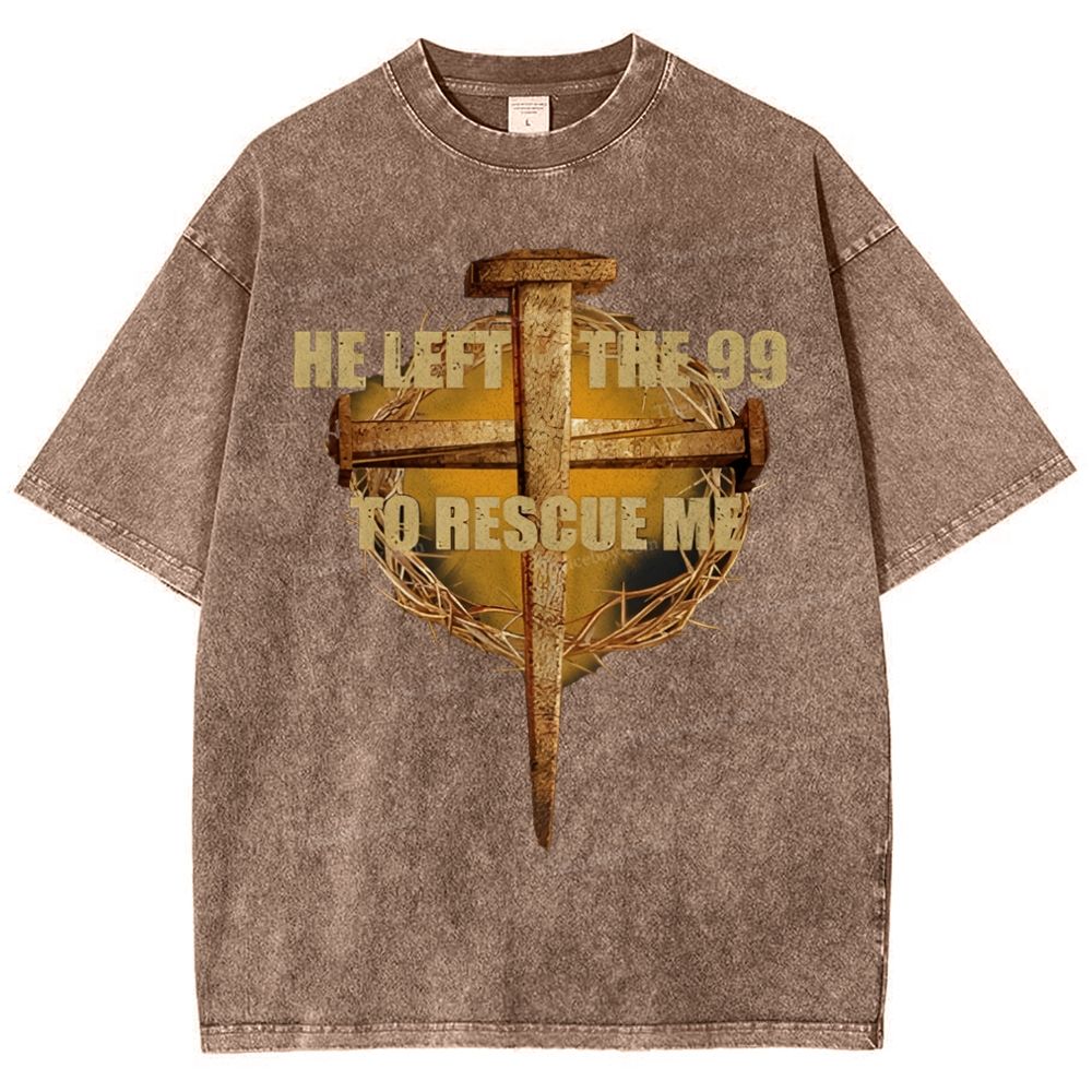 He Left The 99 To Rescue Me Snowflake Vintage Washed T-Shirt