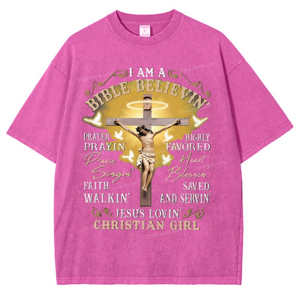 I Am Bible Believin Snowflake Vintage Washed T-Shirt