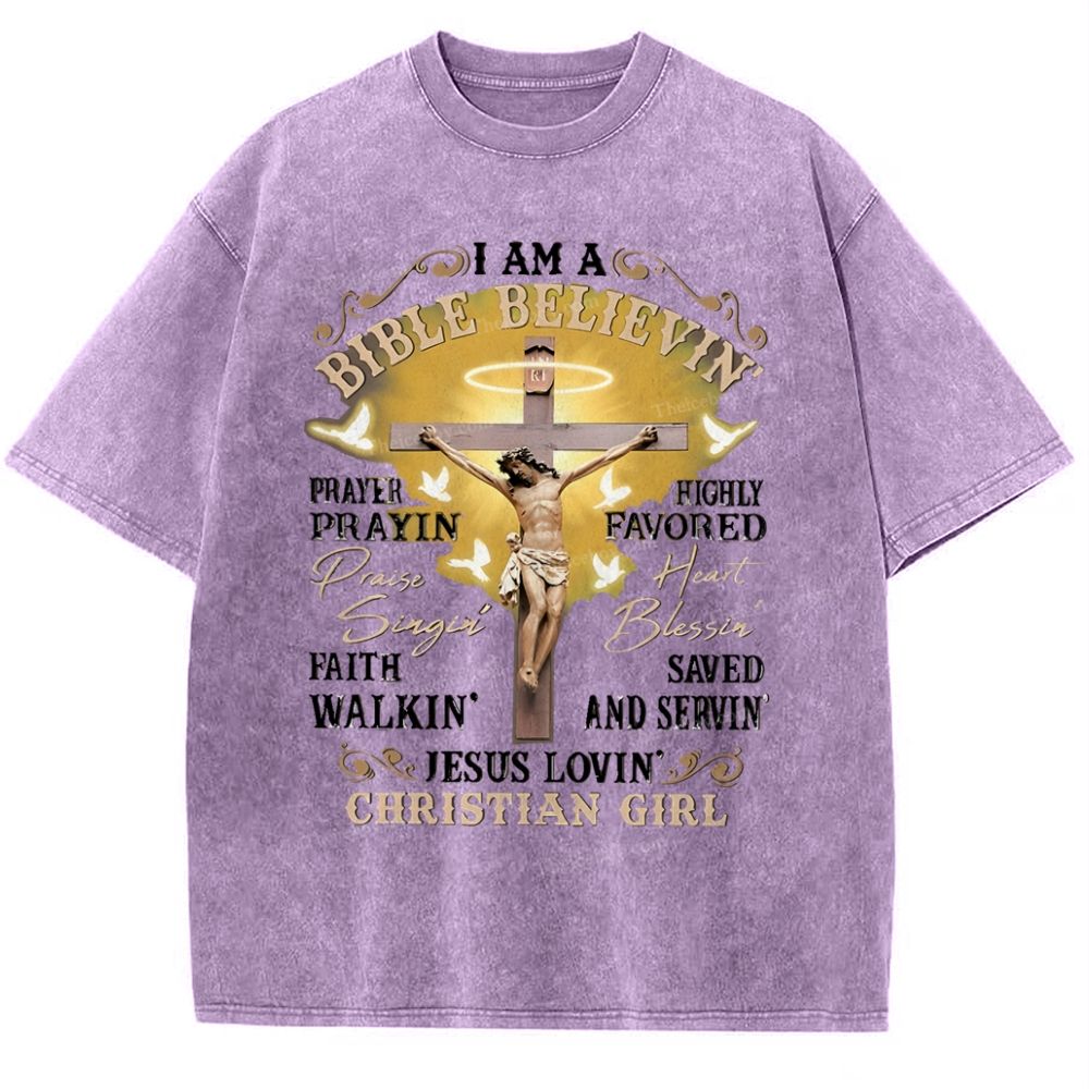 I Am Bible Believin Snowflake Vintage Washed T-Shirt