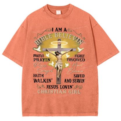 I Am Bible Believin Snowflake Vintage Washed T-Shirt