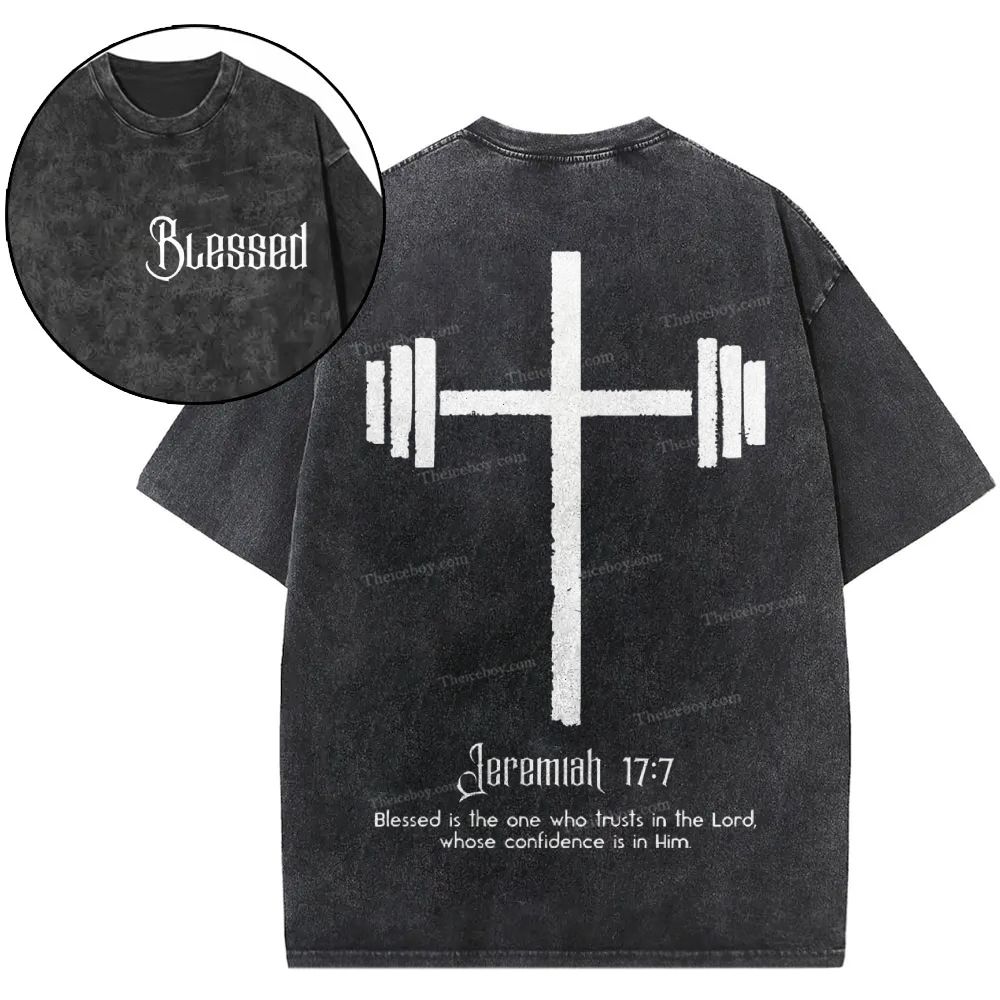 Blessed Is One Who Trusts In The Lord Christian Snowflake Vintage Washed T-Shirt