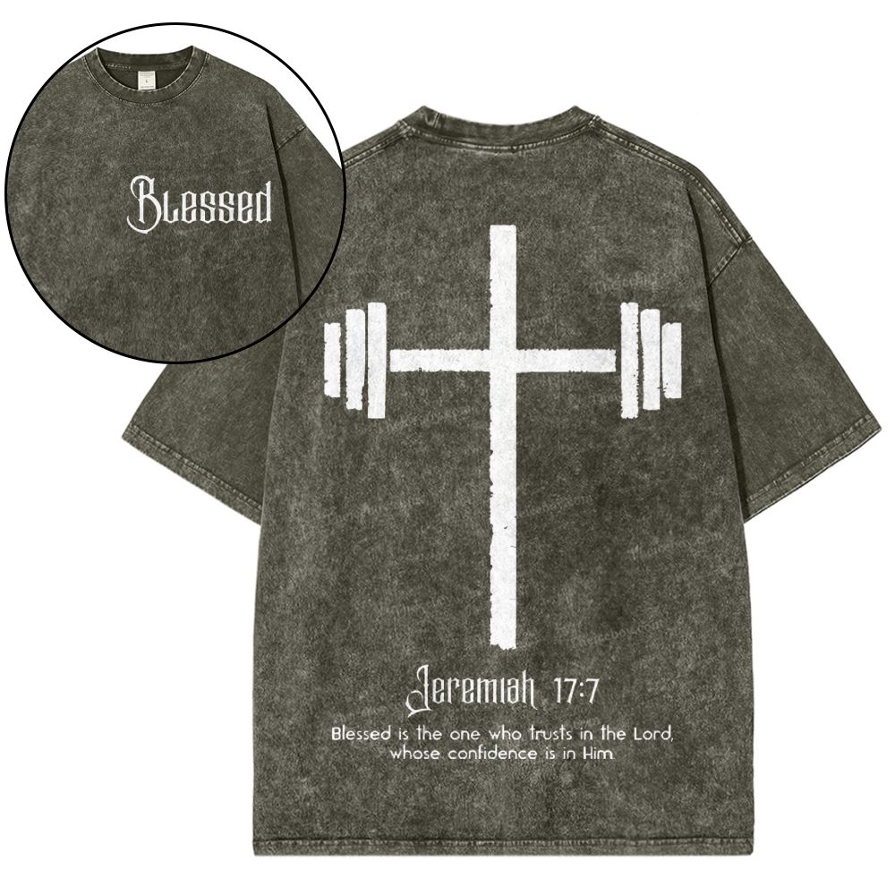 Blessed Is One Who Trusts In The Lord Christian Snowflake Vintage Washed T-Shirt