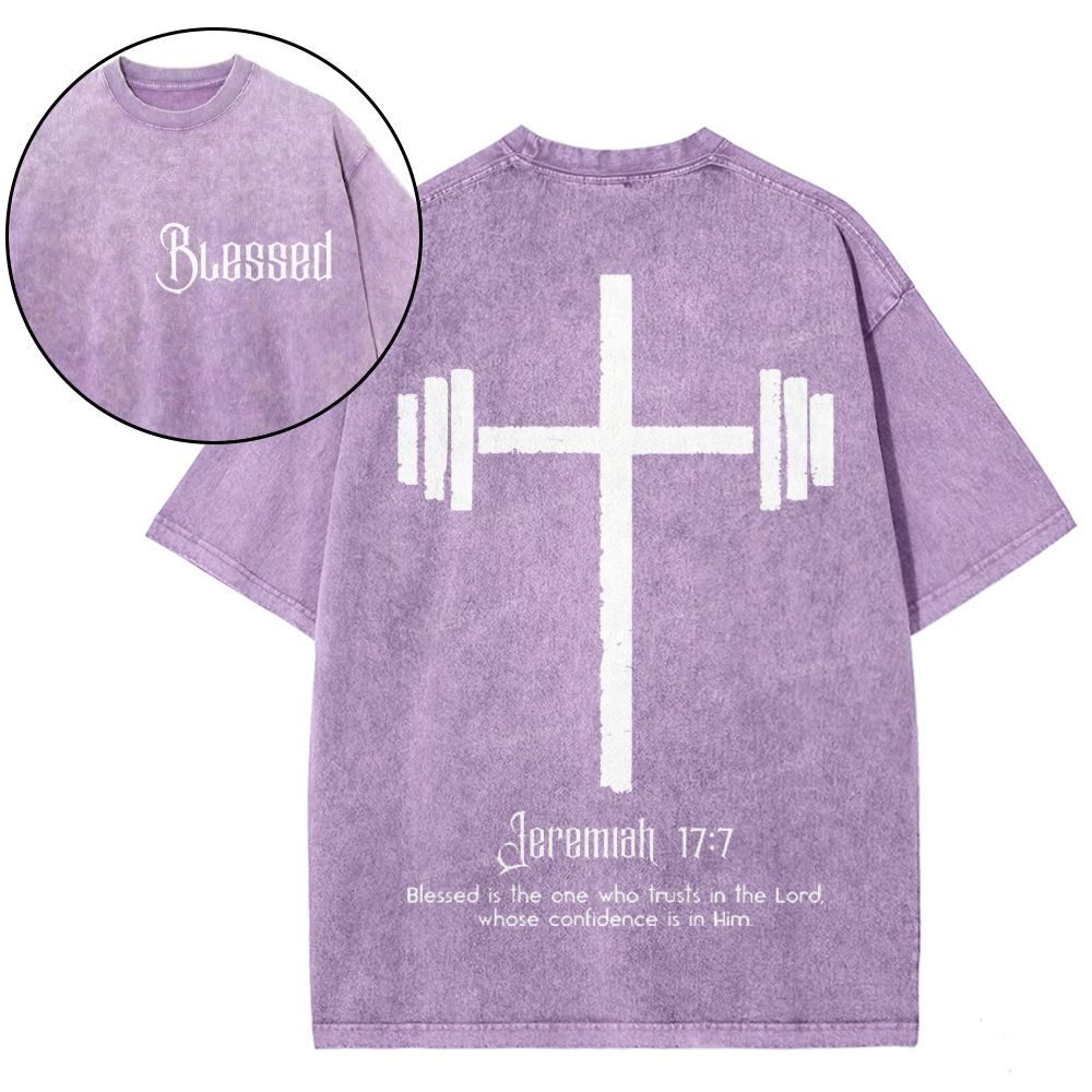 Blessed Is One Who Trusts In The Lord Christian Snowflake Vintage Washed T-Shirt