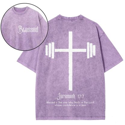 Blessed Is One Who Trusts In The Lord Christian Snowflake Vintage Washed T-Shirt