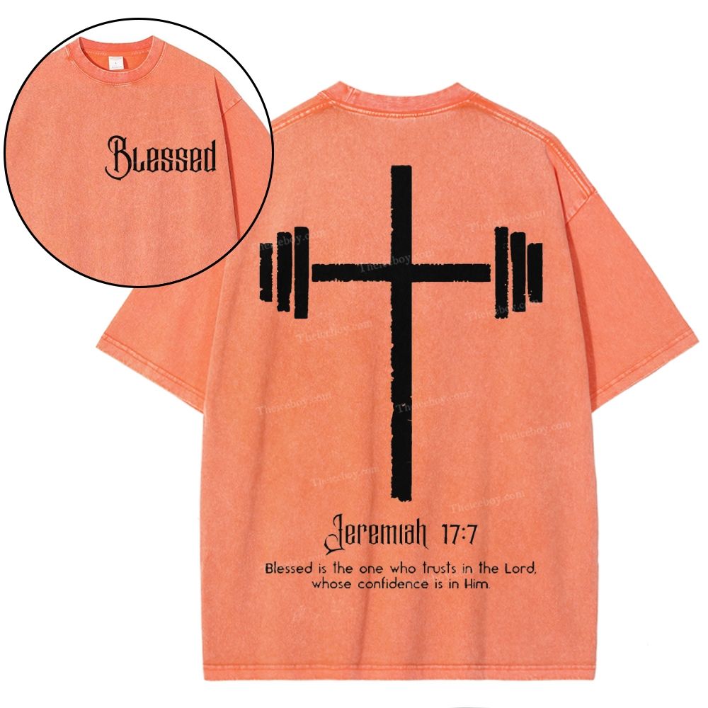 Blessed Is One Who Trusts In The Lord Christian Snowflake Vintage Washed T-Shirt