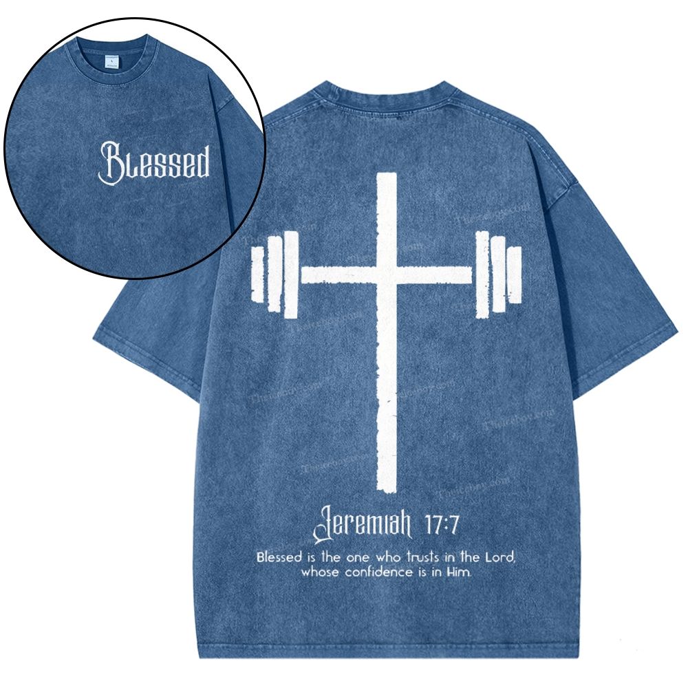 Blessed Is One Who Trusts In The Lord Christian Snowflake Vintage Washed T-Shirt