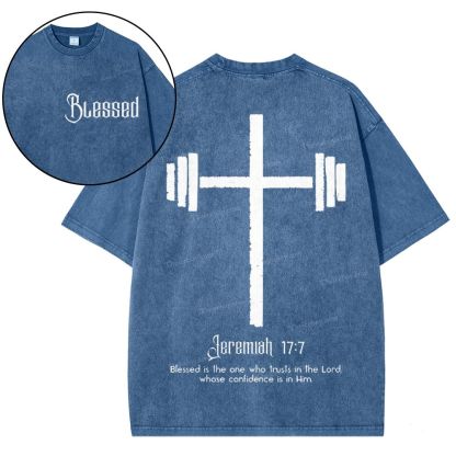 Blessed Is One Who Trusts In The Lord Christian Snowflake Vintage Washed T-Shirt