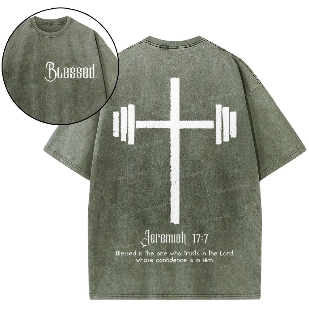 Blessed Is One Who Trusts In The Lord Christian Snowflake Vintage Washed T-Shirt