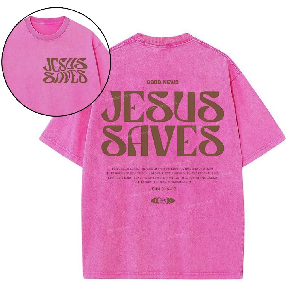 Jesus Saves Christian Snowflake Vintage Washed T-Shirt