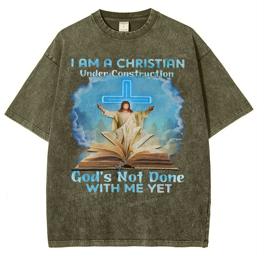 I Am A Christian Under Construction Snowflake Vintage Washed T-Shirt