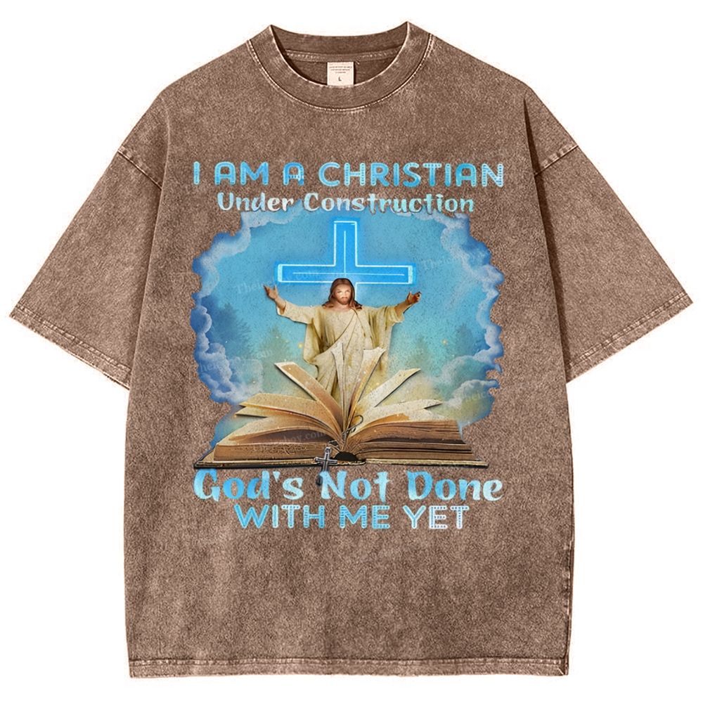 I Am A Christian Under Construction Snowflake Vintage Washed T-Shirt