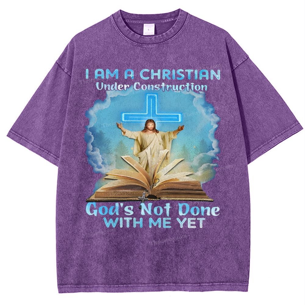 I Am A Christian Under Construction Snowflake Vintage Washed T-Shirt