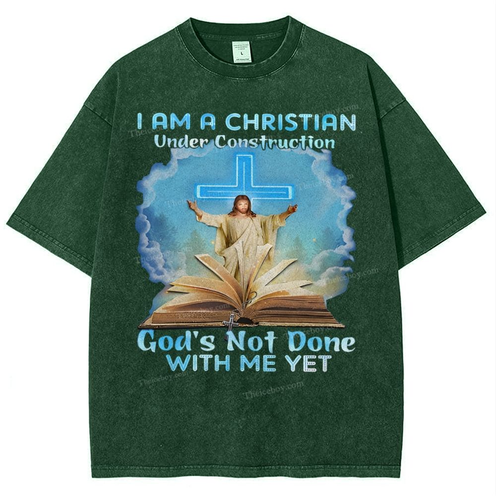 I Am A Christian Under Construction Snowflake Vintage Washed T-Shirt