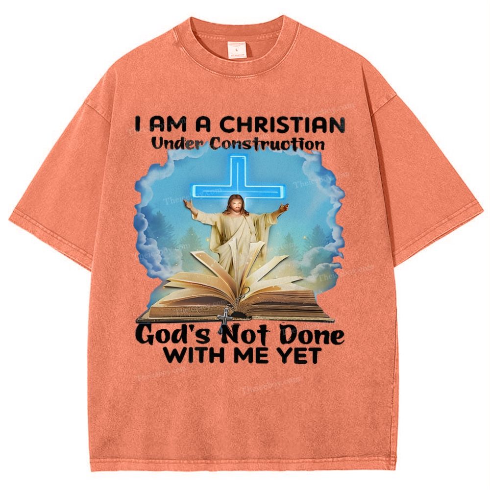 I Am A Christian Under Construction Snowflake Vintage Washed T-Shirt