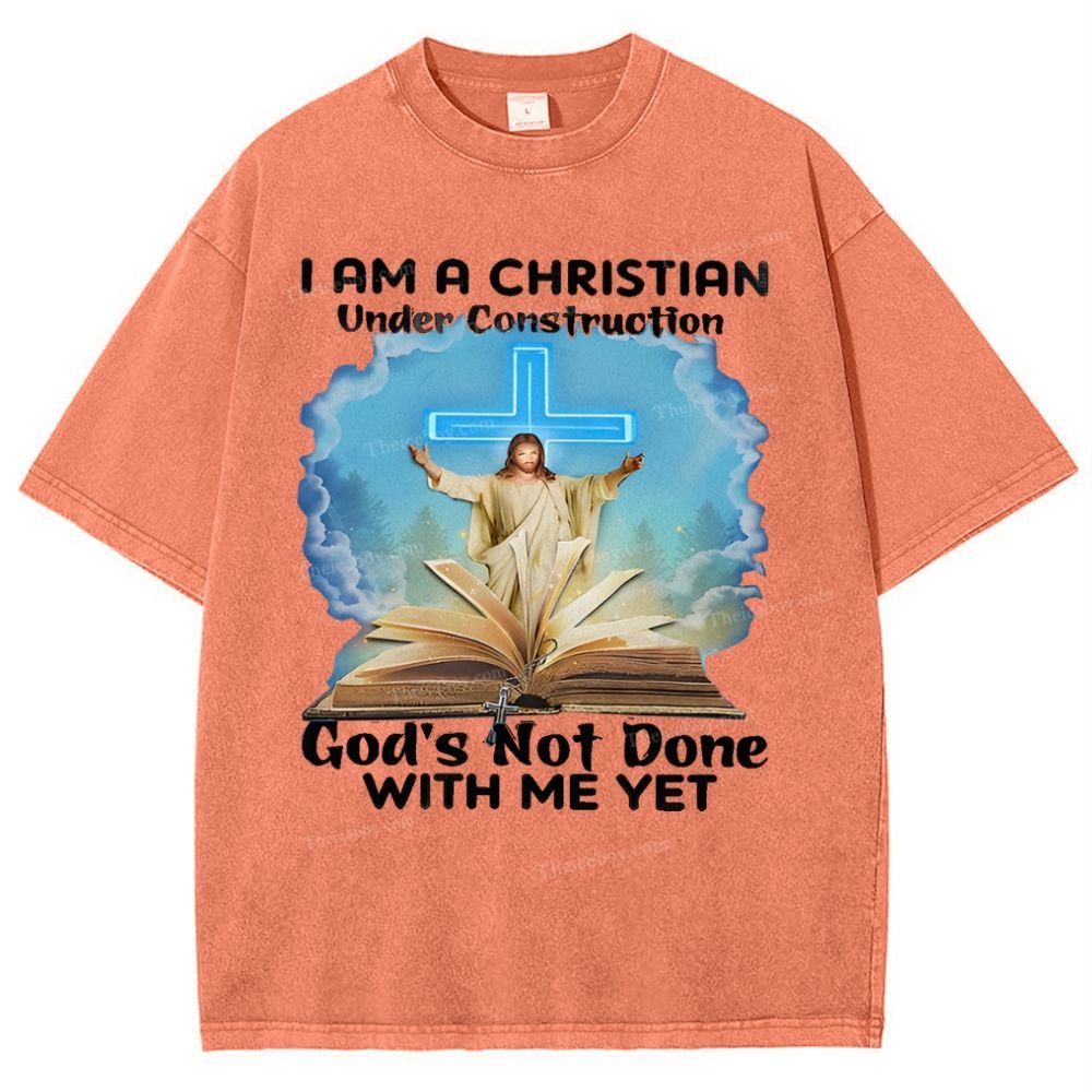 I Am A Christian Under Construction Snowflake Vintage Washed T-Shirt