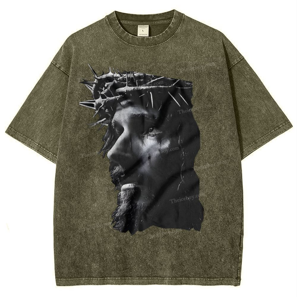 Holy Jesus Snowflake Vintage Washed T-Shirt