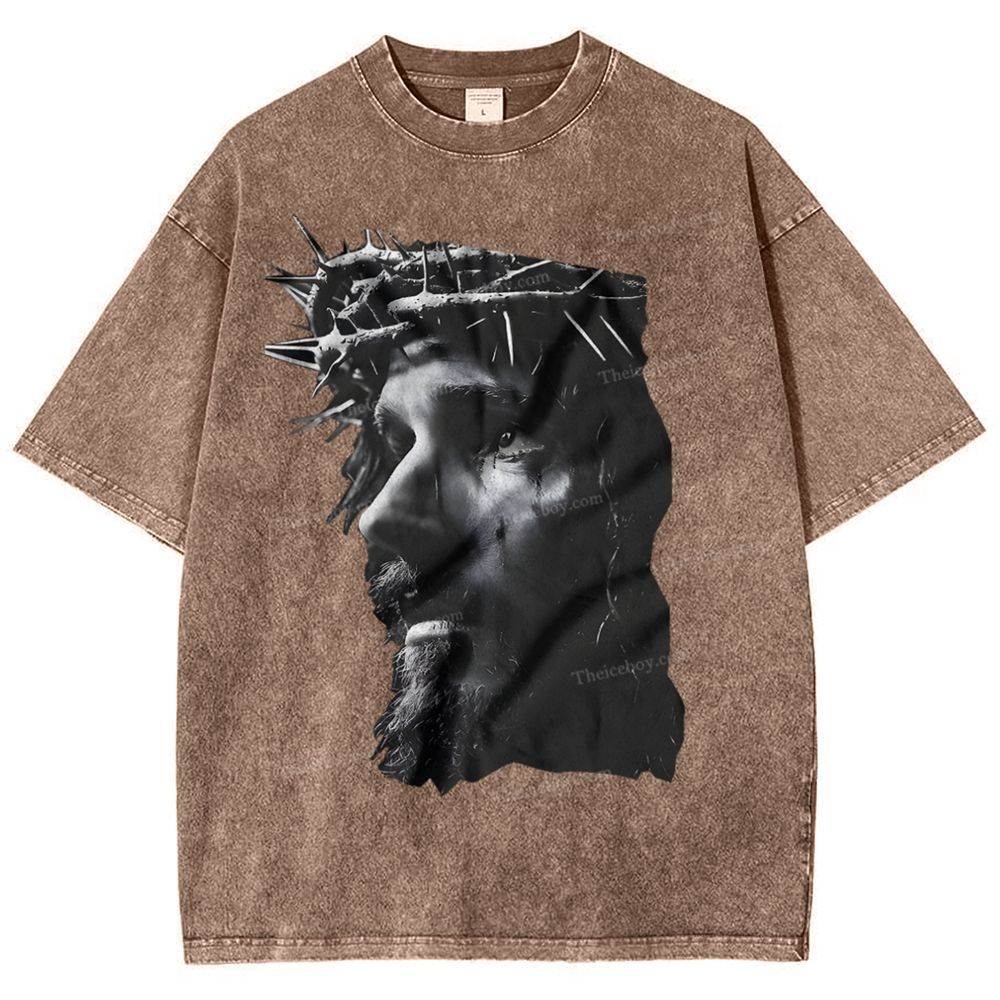 Holy Jesus Snowflake Vintage Washed T-Shirt