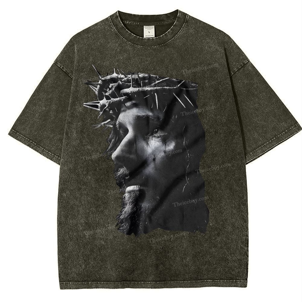 Holy Jesus Snowflake Vintage Washed T-Shirt