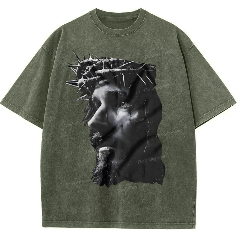 Holy Jesus Snowflake Vintage Washed T-Shirt