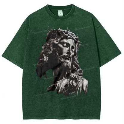 Statue Of Jesus Snowflake Vintage Washed T-Shirt