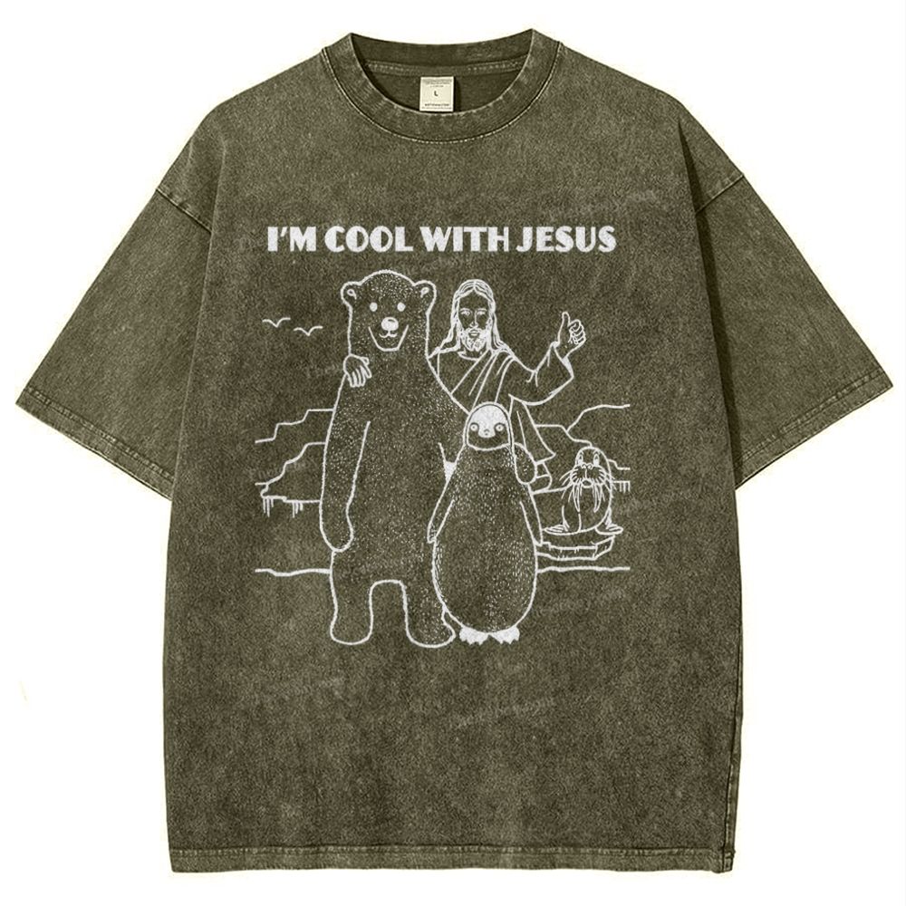I'm Cool With Jesus Snowflake Vintage Washed T-Shirt