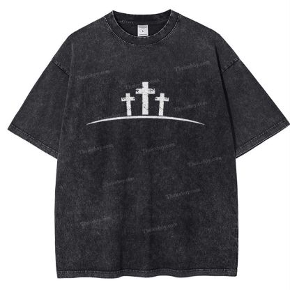 Jesus Cross Snowflake Vintage Washed T-Shirt