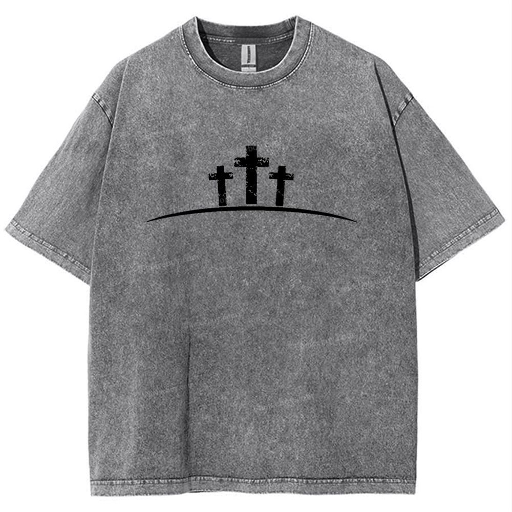 Jesus Cross Snowflake Vintage Washed T-Shirt