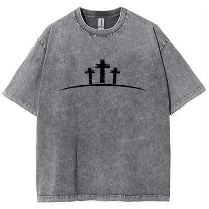 Jesus Cross Snowflake Vintage Washed T-Shirt