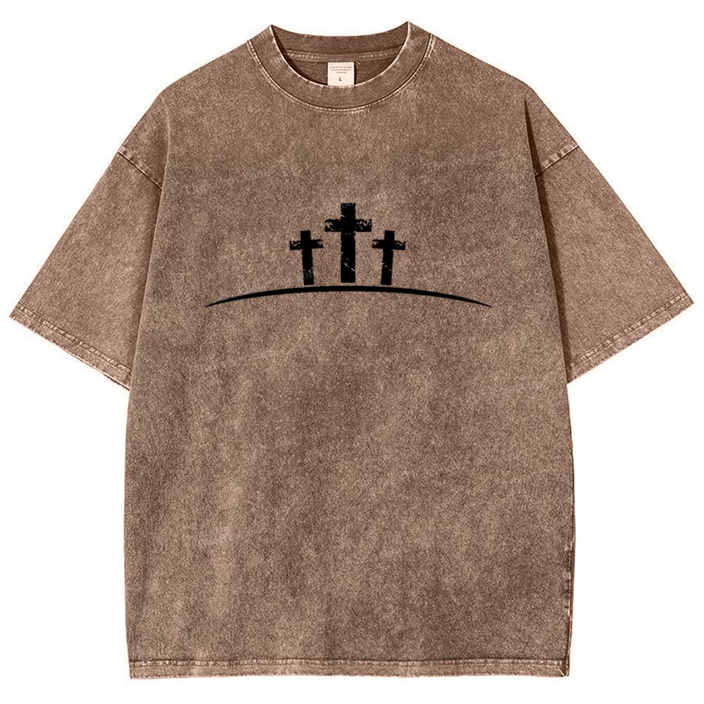 Jesus Cross Snowflake Vintage Washed T-Shirt