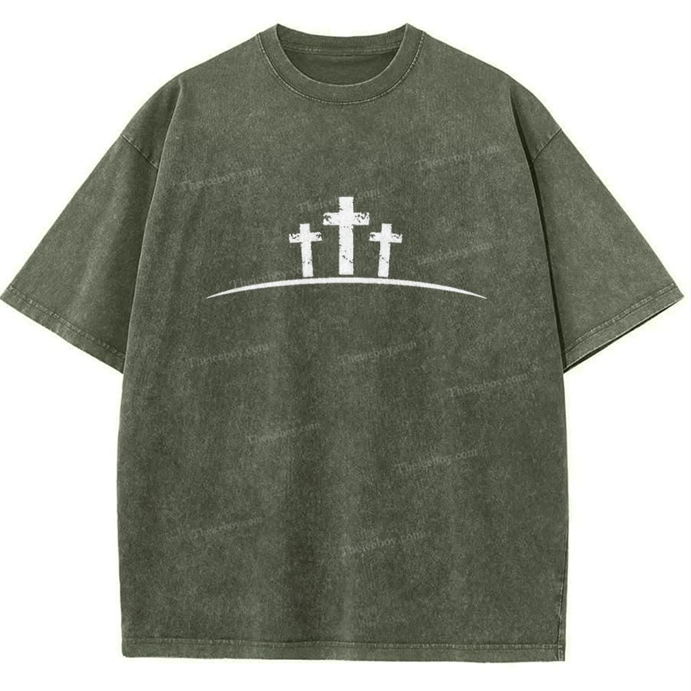 Jesus Cross Snowflake Vintage Washed T-Shirt