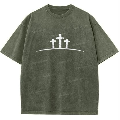 Jesus Cross Snowflake Vintage Washed T-Shirt