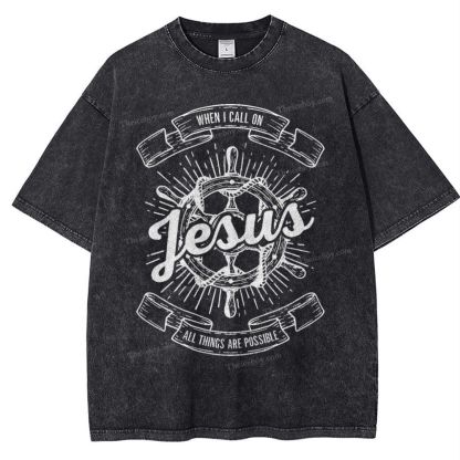 May God Bless Youwhen I Call On Jesus All Things Are Possible Snowflake Vintage Washed T-Shirt