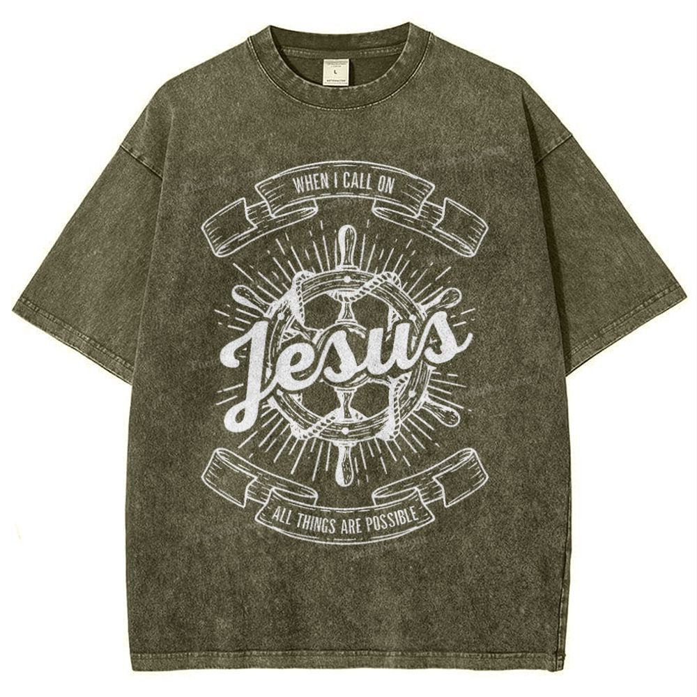 May God Bless Youwhen I Call On Jesus All Things Are Possible Snowflake Vintage Washed T-Shirt