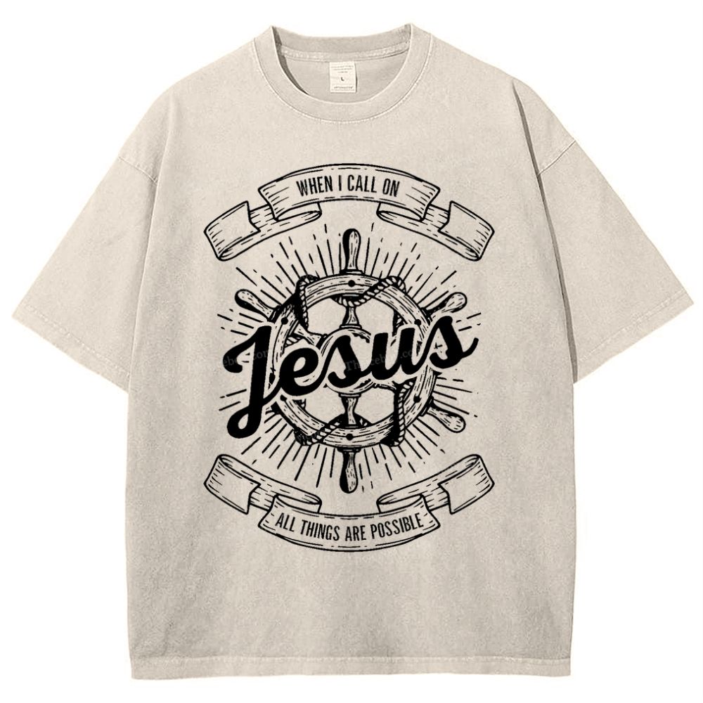 May God Bless Youwhen I Call On Jesus All Things Are Possible Snowflake Vintage Washed T-Shirt