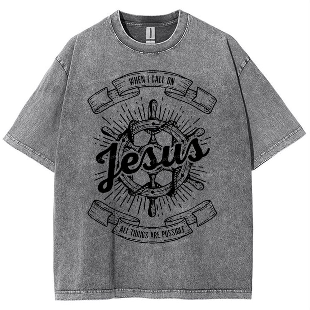 May God Bless Youwhen I Call On Jesus All Things Are Possible Snowflake Vintage Washed T-Shirt